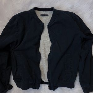 Brandy Melville navy fur bomber jacket ✨